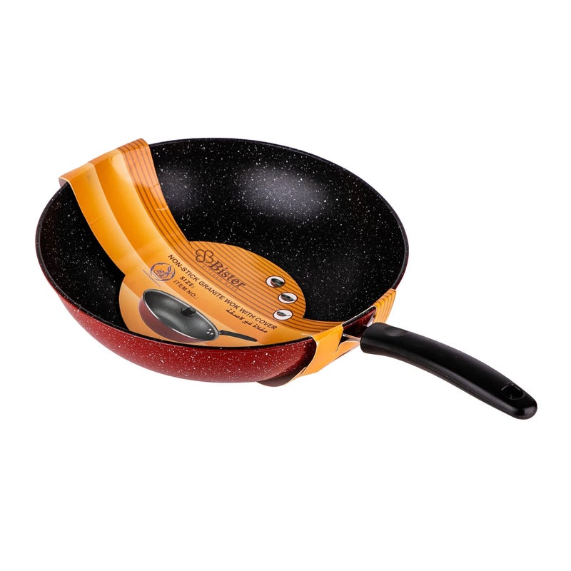 Bister Non-Stick Granite Work With Glass Cover Size, Black & Red, 34Cm - Image 4
